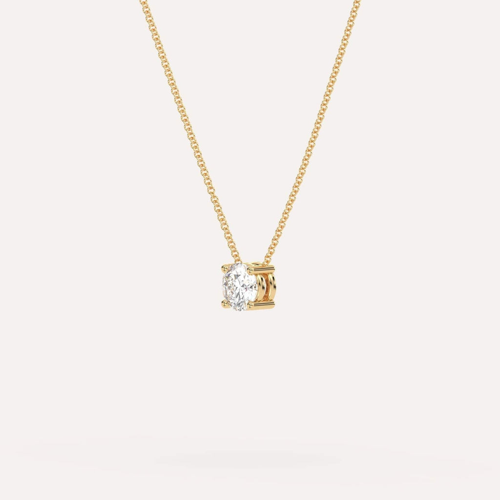 Yellow Gold Floating Diamond Necklace With 1/2 Carat Round Diamond