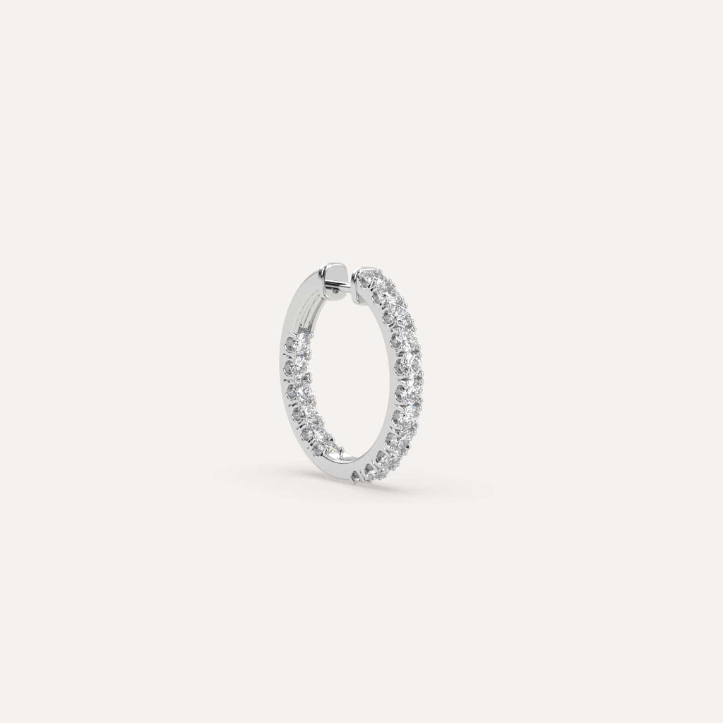 1/2 carat Single Diamond Hoop Earring, Natural Diamonds White Gold