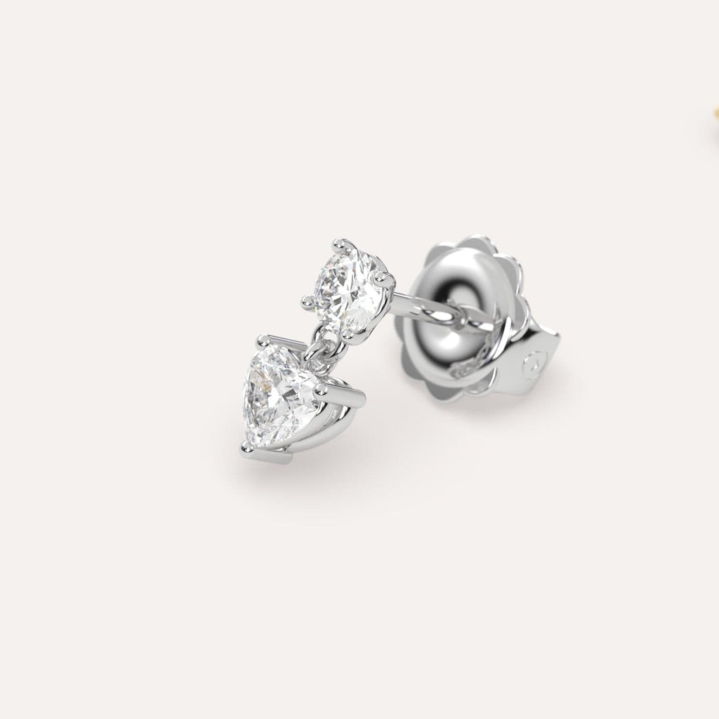 1/2 carat Heart Natural Diamond Drop Earrings in White Gold