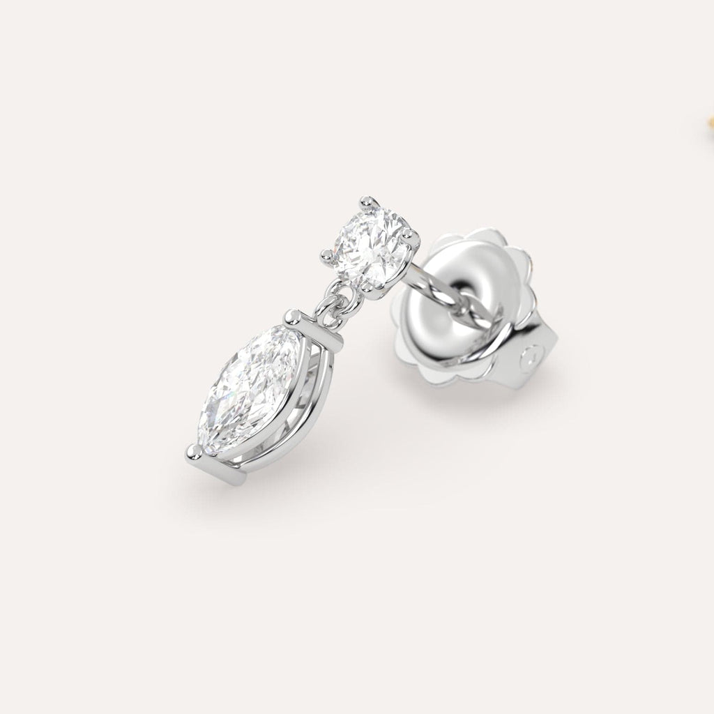 1/2 carat Marquise Lab Diamond Drop Earrings in White Gold