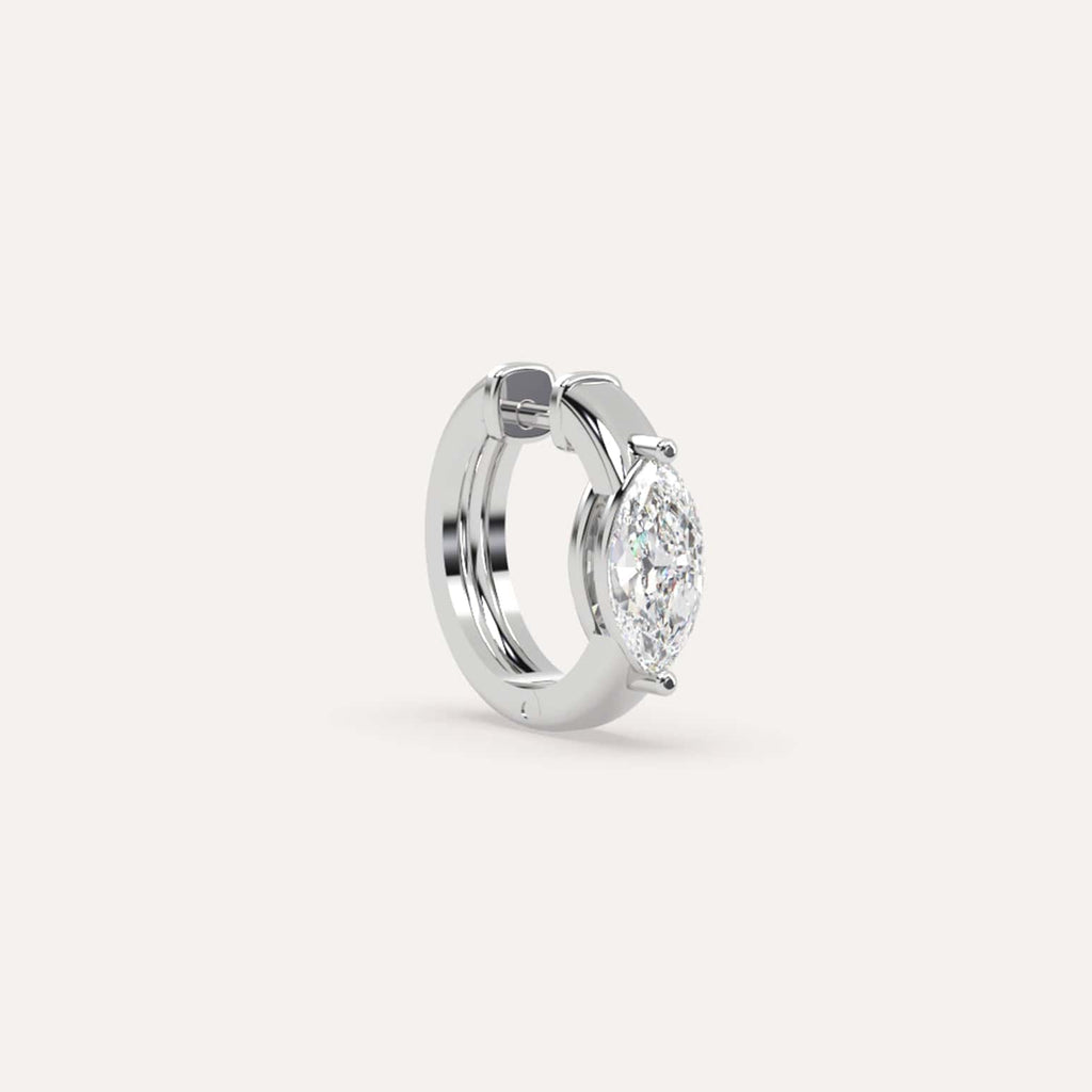 1/2 carat Single Marquise Diamond Hoop Earring, Lab White Gold