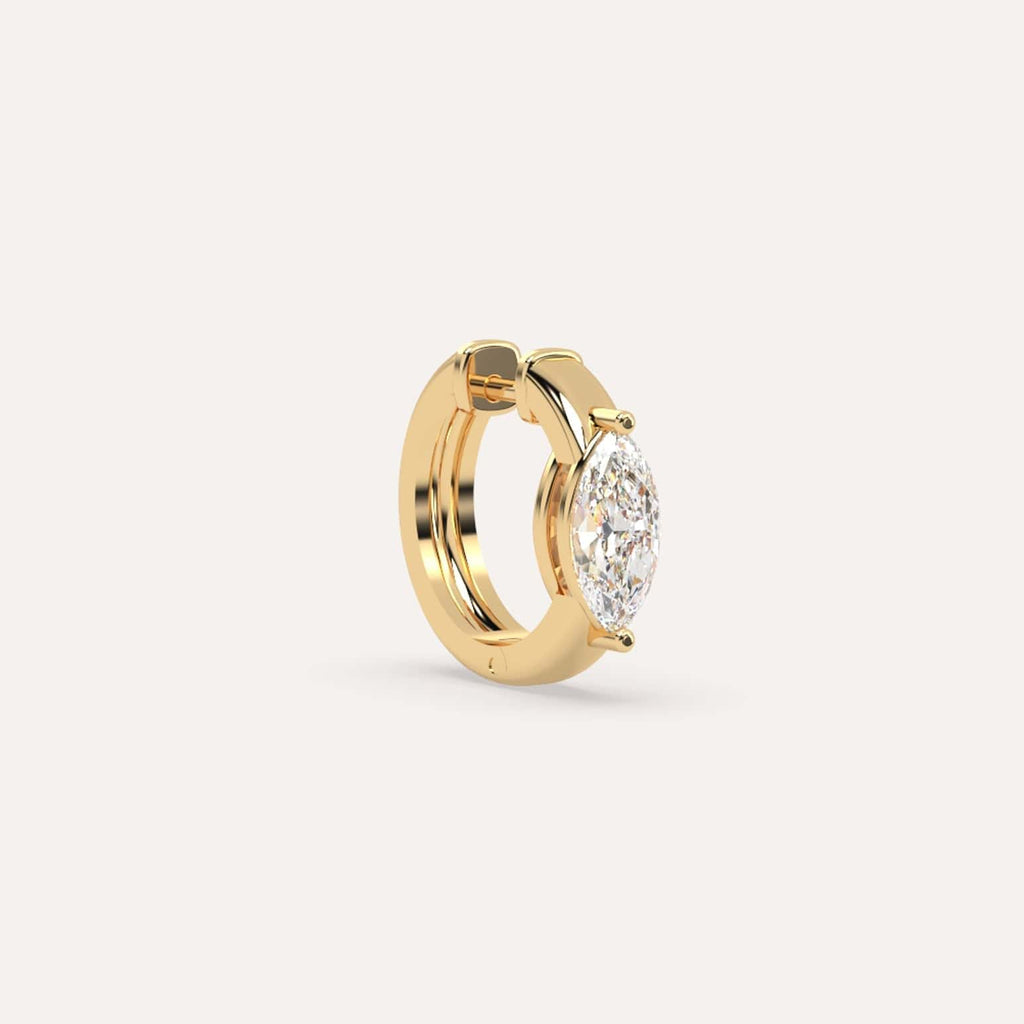 1/2 carat Single Marquise Diamond Hoop Earring, Lab Yellow Gold