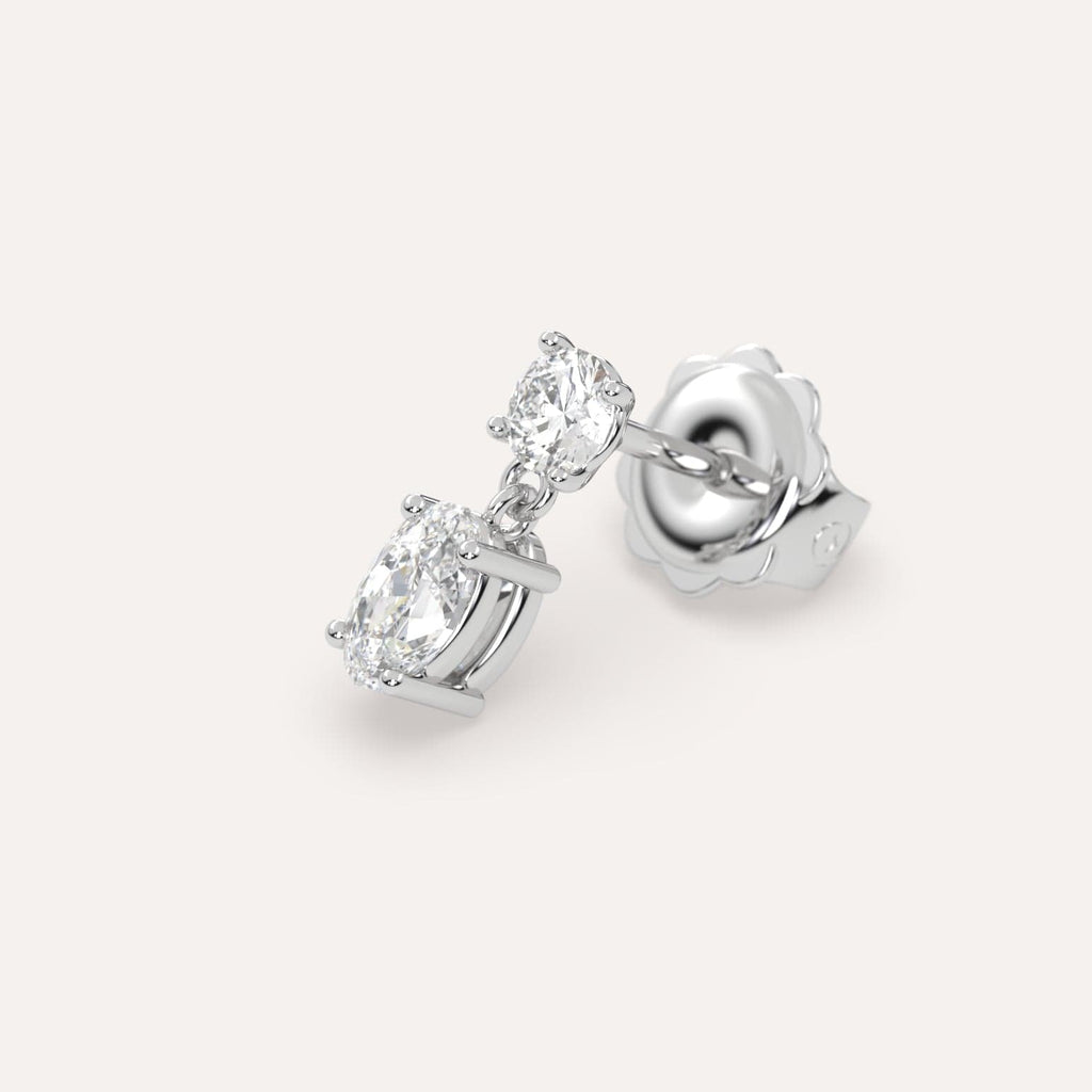 1/2 carat Oval Lab Diamond Drop Earrings in White Gold