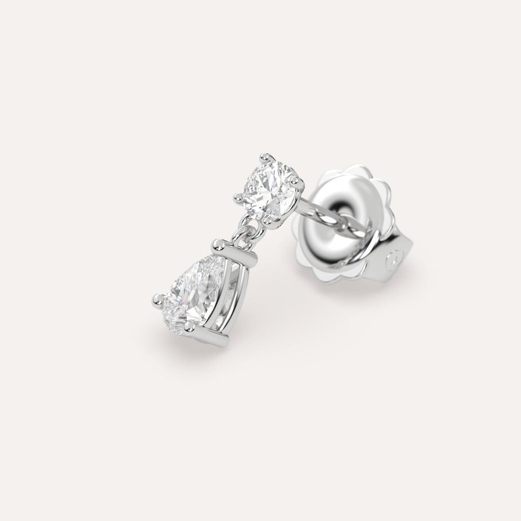 1/2 carat Pear Natural Diamond Drop Earrings in White Gold