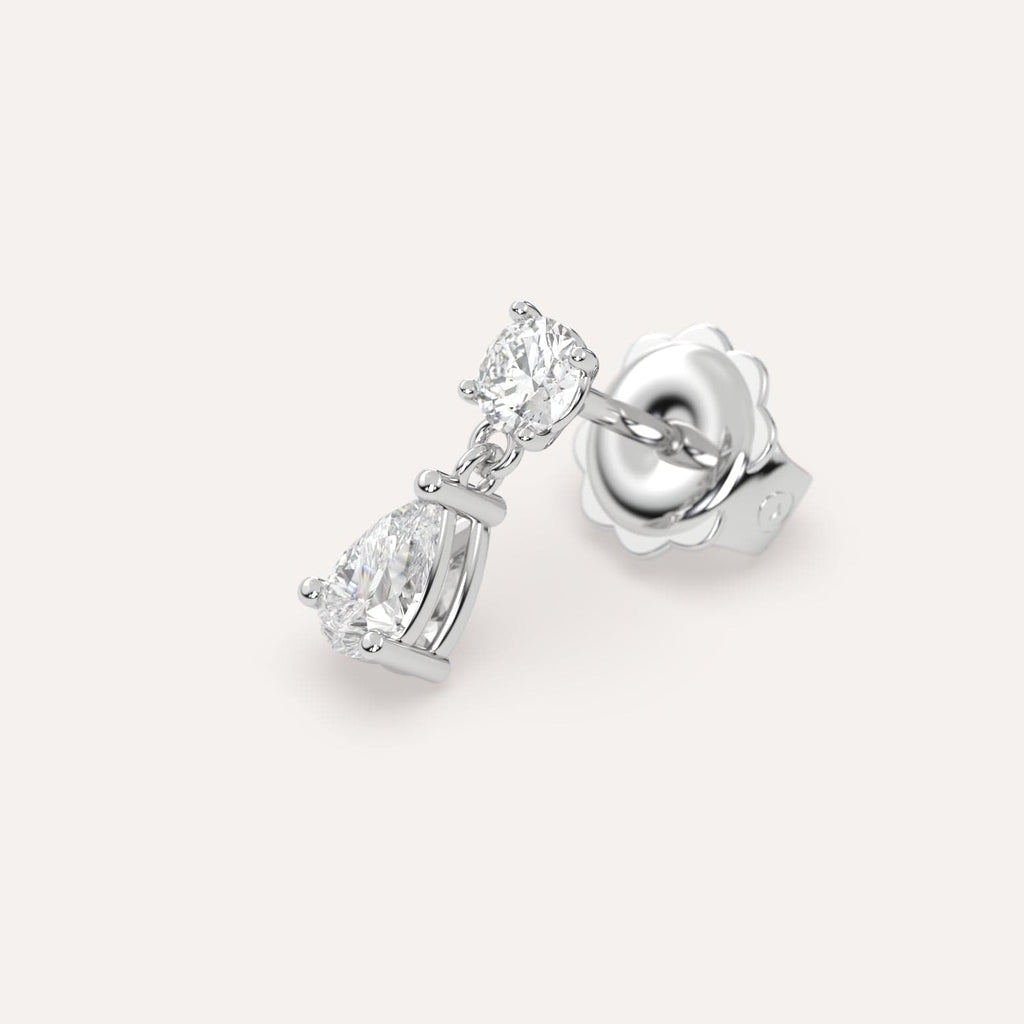 1/2 carat Pear Lab Diamond Drop Earrings in White Gold