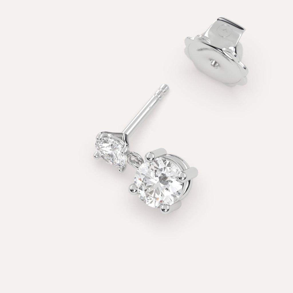 1/2 carat Single Round Diamond Dangle Drop Earring in White Gold