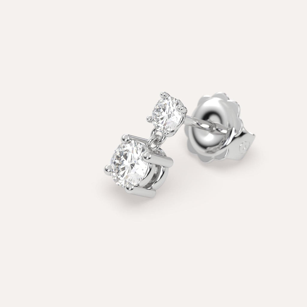 1/2 carat Round Lab Diamond Drop Earrings in White Gold