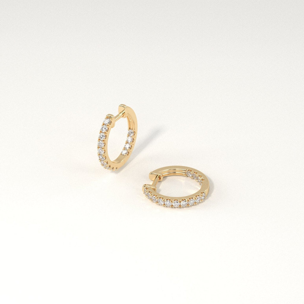 1/4 carat Diamond Huggie Hoop Earrings in Yellow Gold for Women