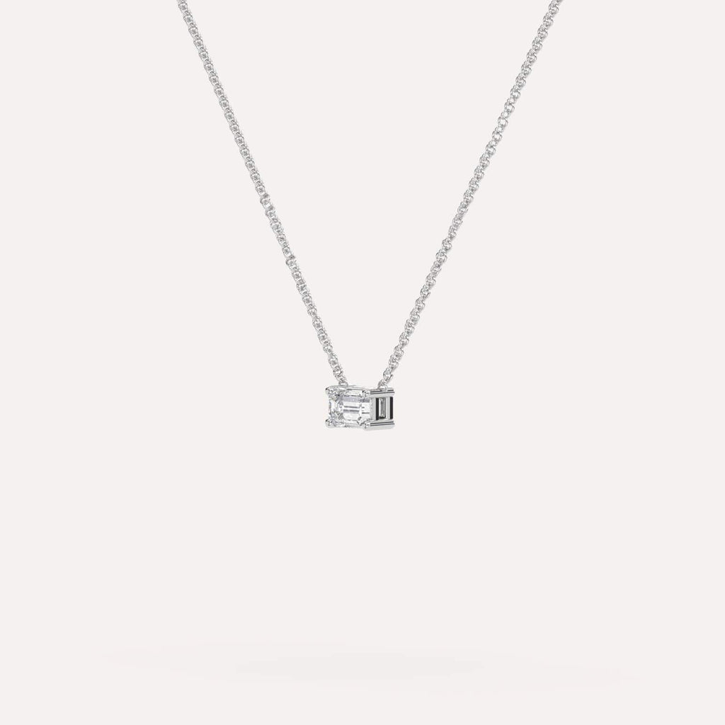 White Gold Floating Diamond Necklace With 1/4 Carat Emerald Diamond