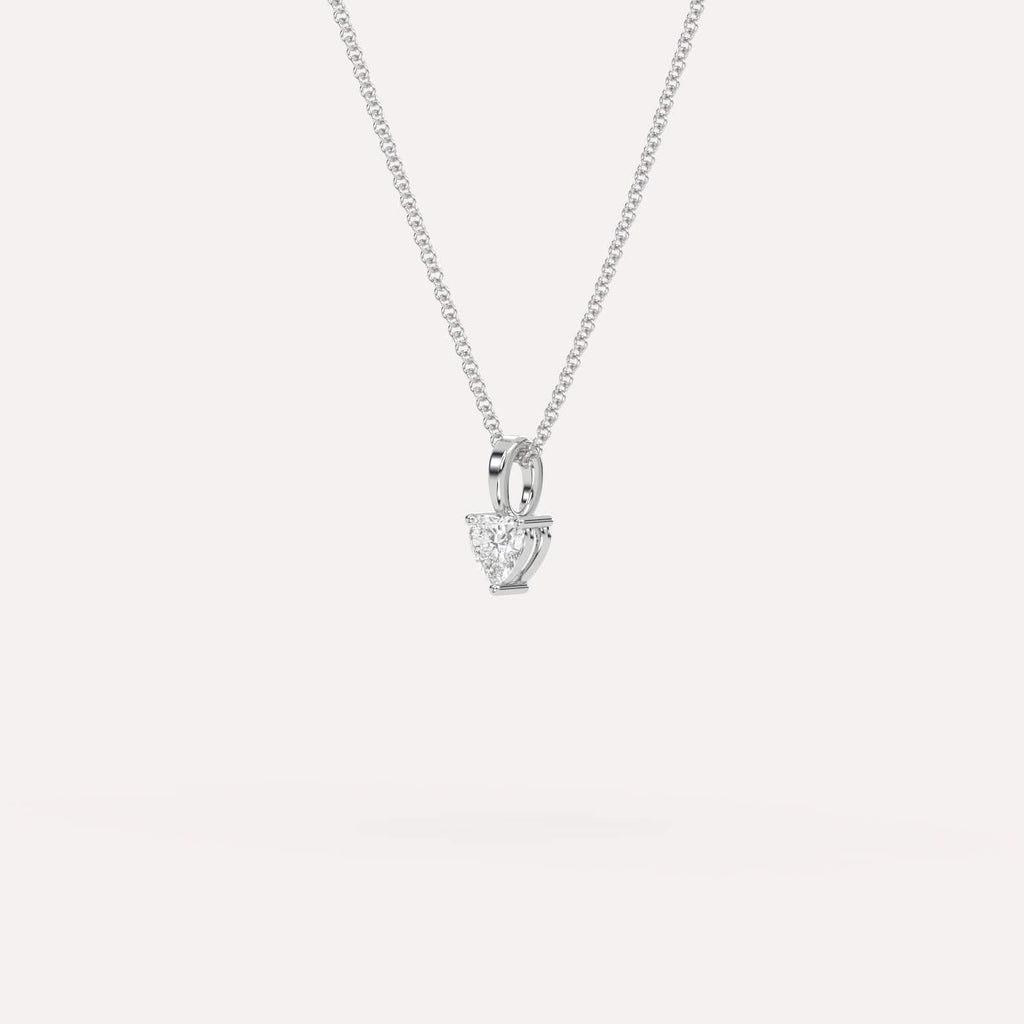 White Gold Pendant Diamond Necklace With 1/4 Carat Heart Diamond