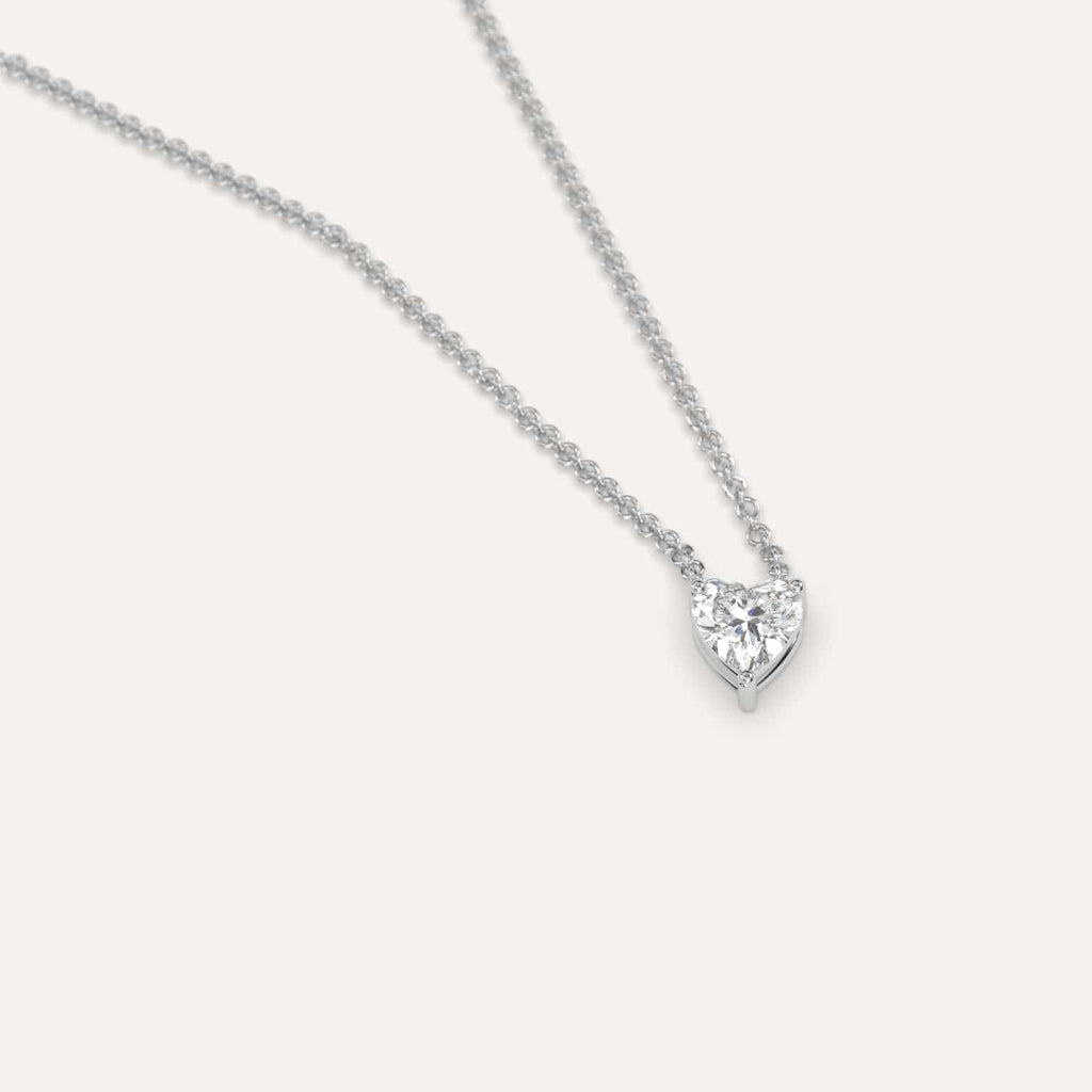 Simple Diamond Floating Necklace With Heart Natural Diamond In White Gold