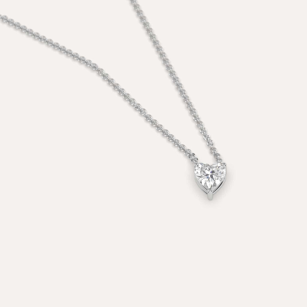 Simple Diamond Floating Necklace With Heart Lab Diamond In White Gold
