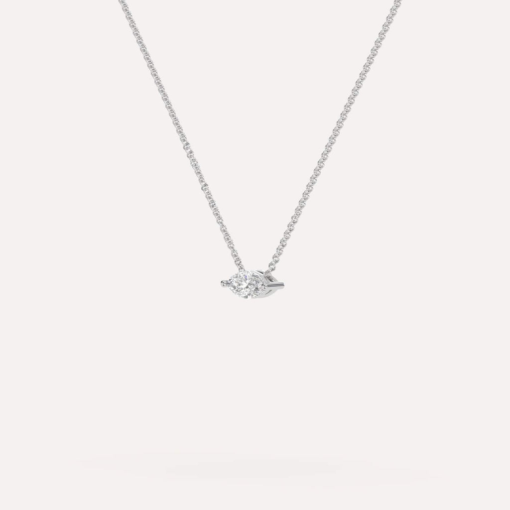 White Gold Floating Diamond Necklace With 1/4 Carat Marquise Diamond