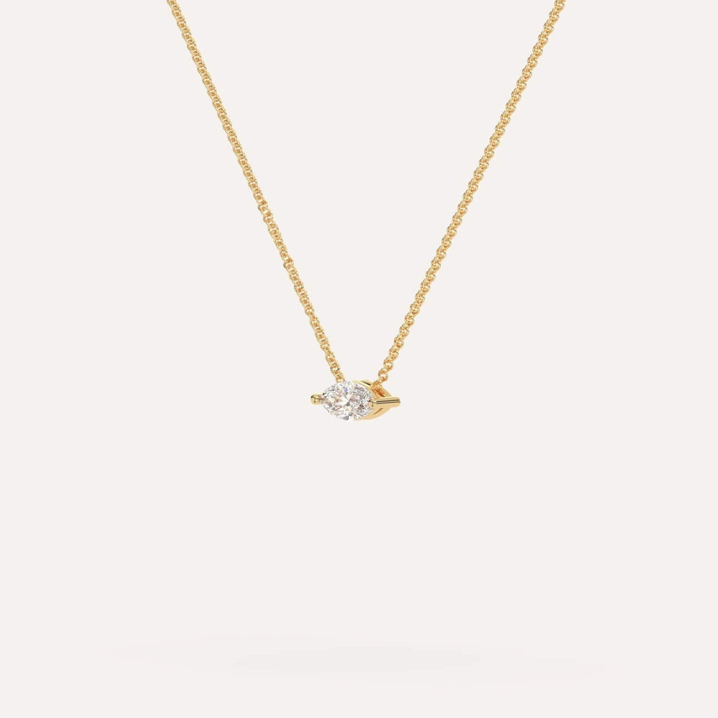 Yellow Gold Floating Diamond Necklace With 1/4 Carat Marquise Diamond