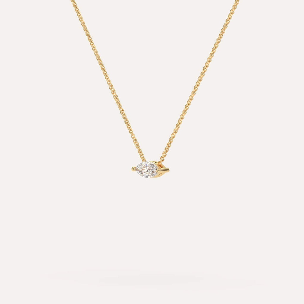 Yellow Gold Floating Diamond Necklace With 1/4 Carat Marquise Diamond