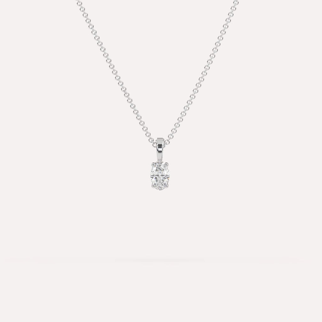 1/4 Carat Simple Solitaire Diamond Pendant Necklace In 14K White Gold