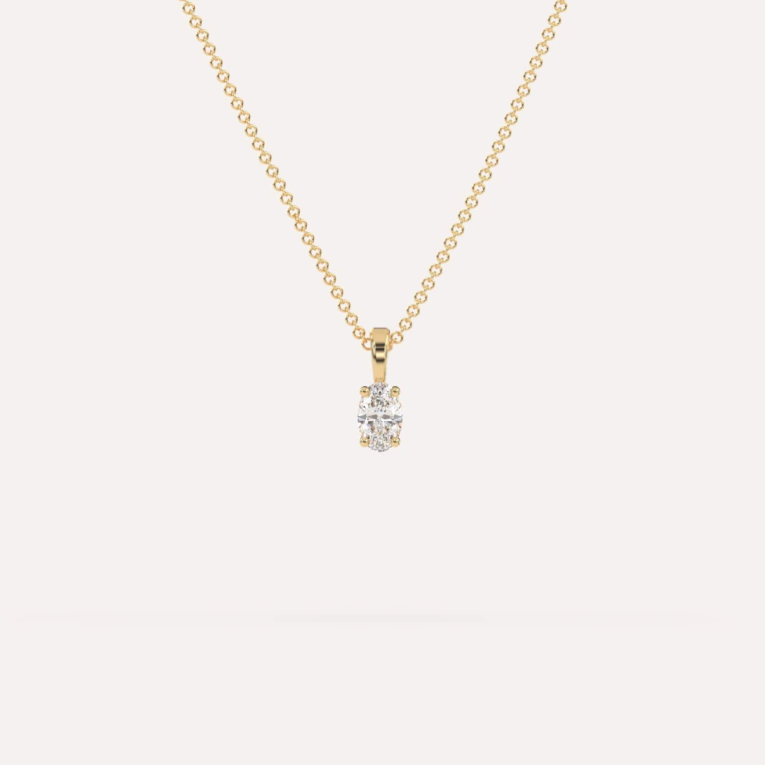 1/4 carat Oval Diamond Pendant Necklace Natural Yellow Gold