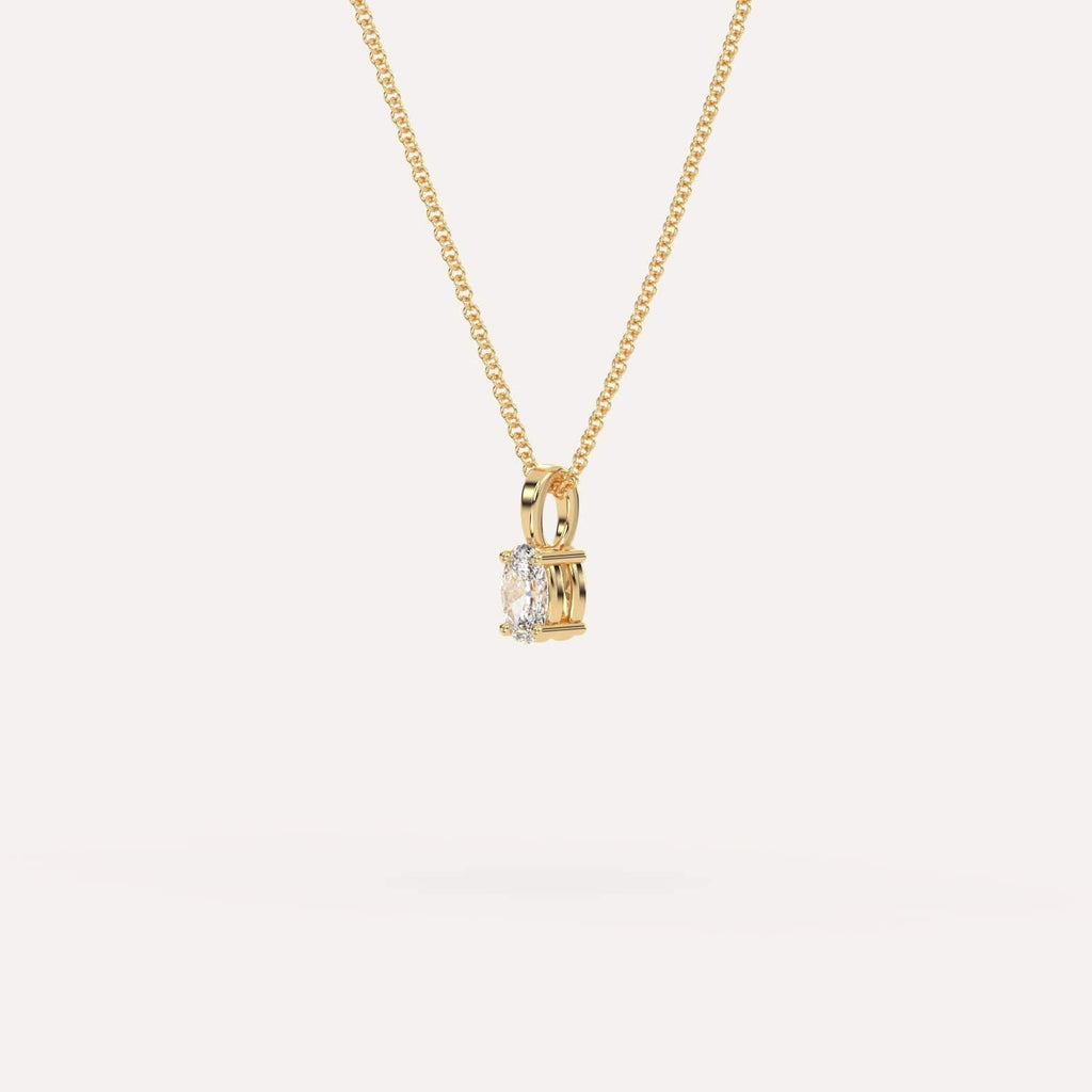 Yellow Gold Pendant Diamond Necklace With 1/4 Carat Oval Diamond