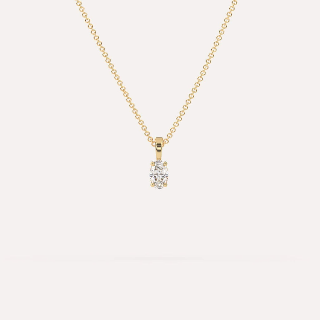 1/4 Carat Simple Solitaire Diamond Pendant Necklace In 14K Yellow Gold