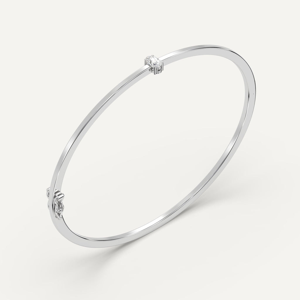 white gold solitaire, bangle bracelets with 1/4 carat oval diamonds