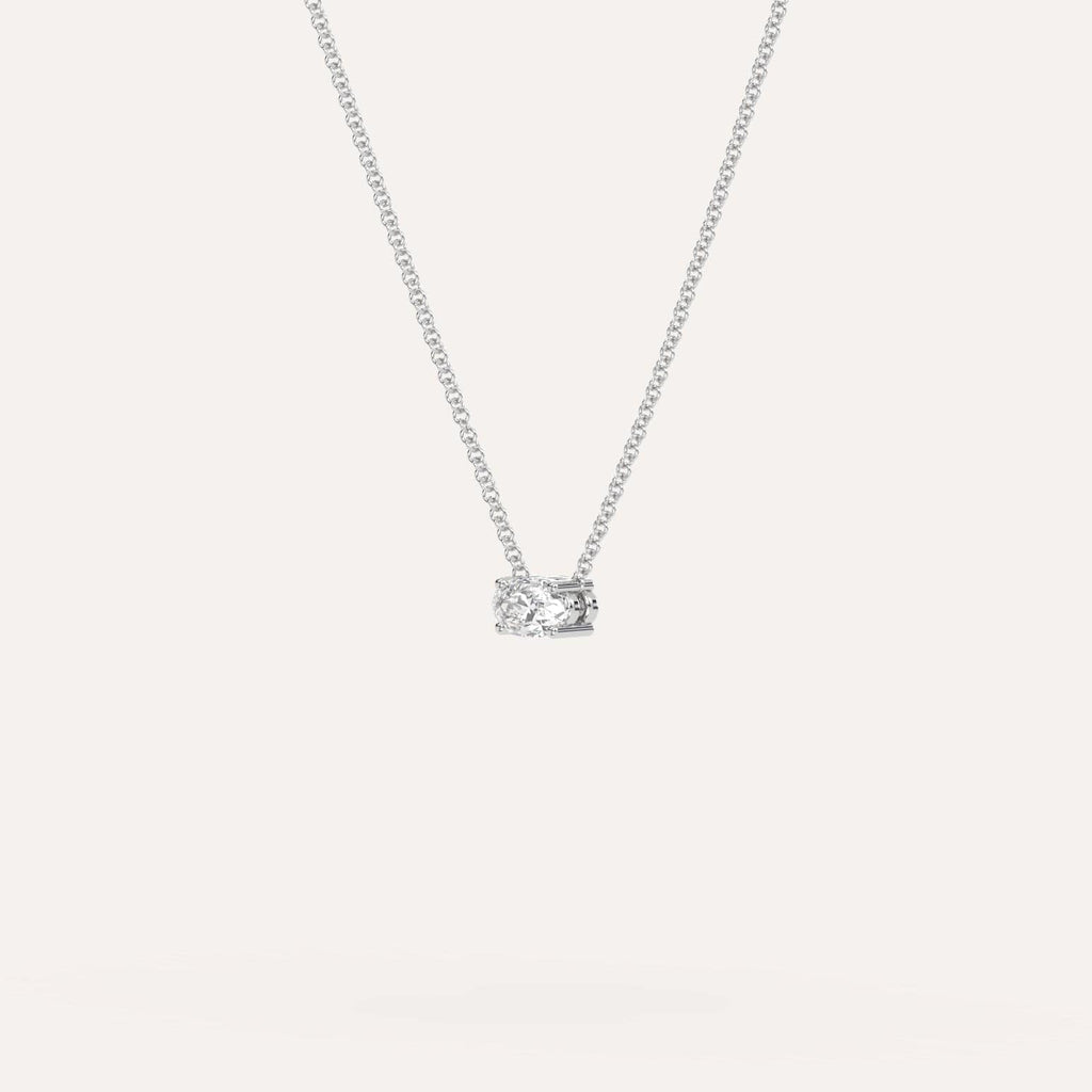 White Gold Floating Diamond Necklace With 1/4 Carat Oval Diamond