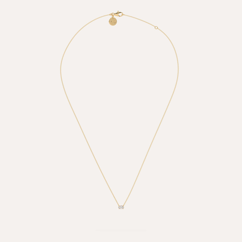 1/4 carat Oval Floating Diamond Necklace Lab Yellow Gold