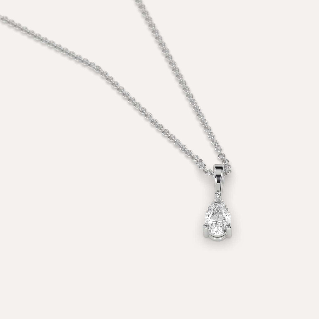 Simple Diamond Pendant Necklace With Pear Lab Diamond In White Gold