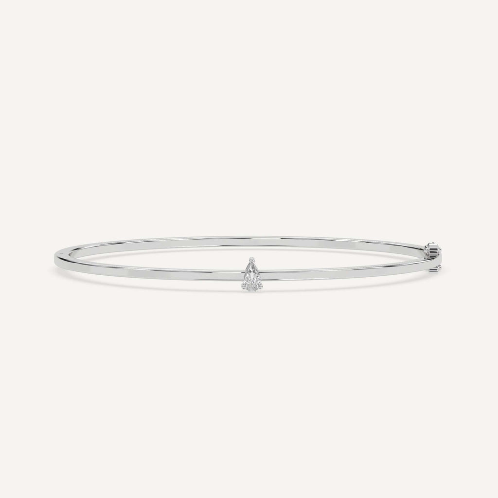 1/4 carat diamond solitaire, bangle bracelet in 14K white gold