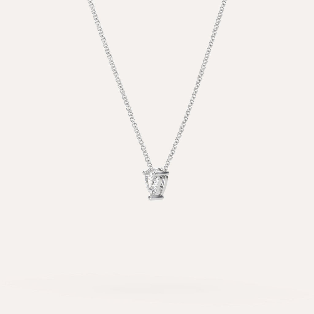 White Gold Floating Diamond Necklace With 1/4 Carat Pear Diamond
