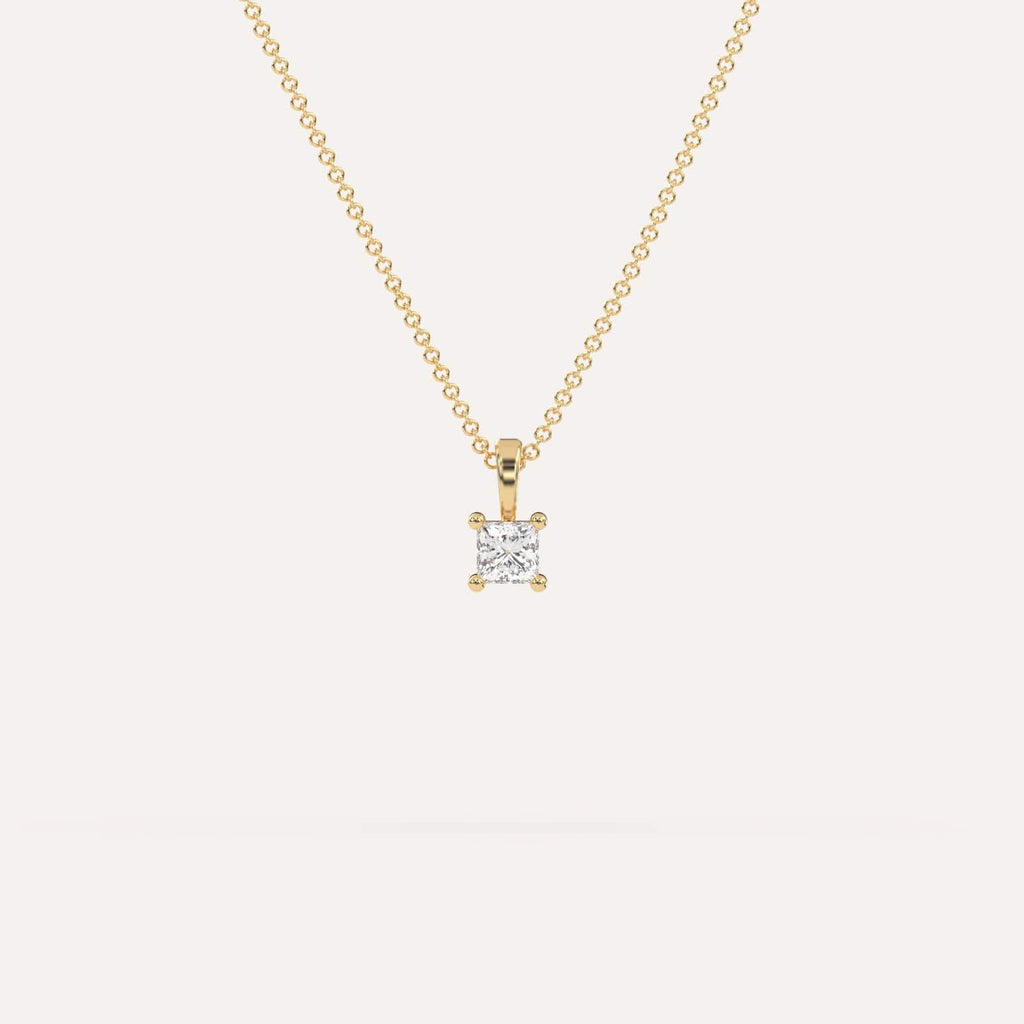 1/4 Carat Simple Solitaire Diamond Pendant Necklace In 14K Yellow Gold