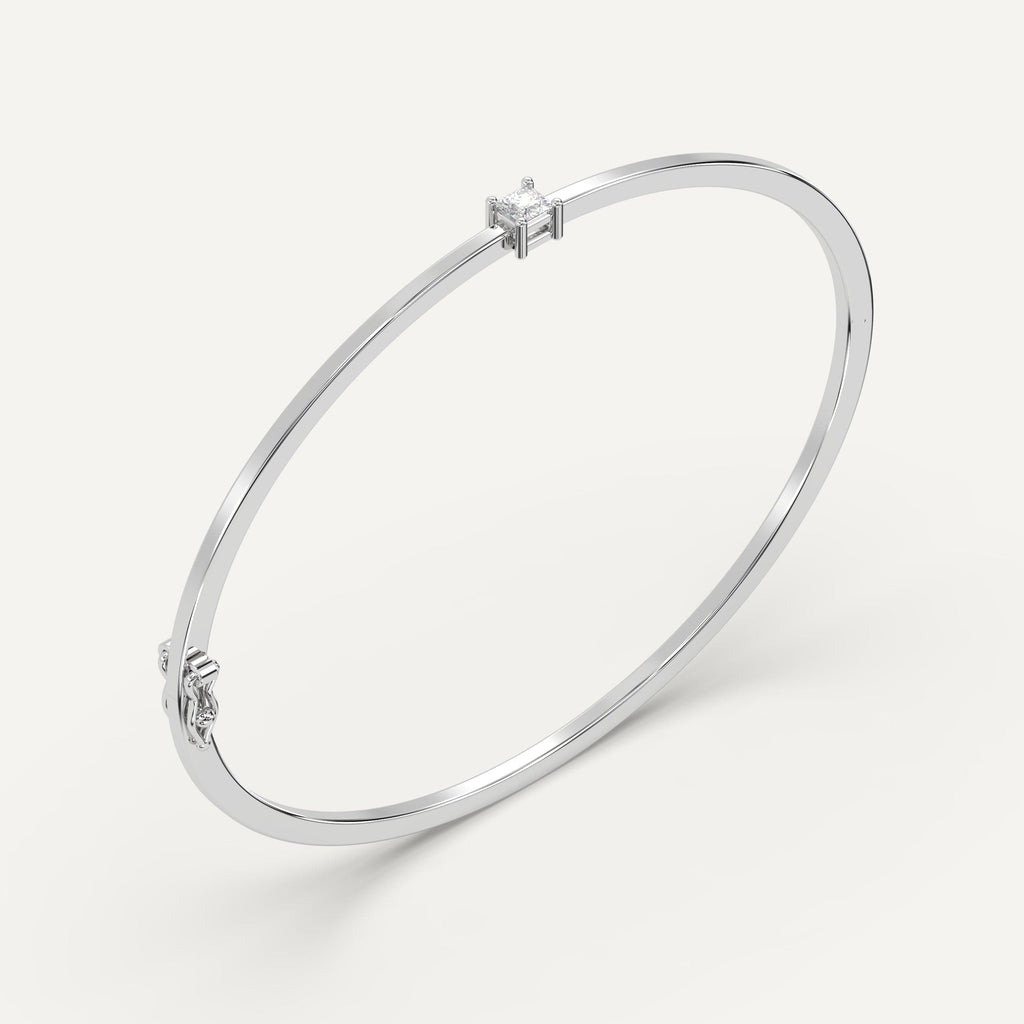 white gold solitaire, bangle bracelets with 1/4 carat princess diamonds