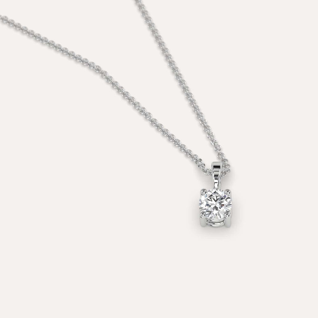 Simple Diamond Pendant Necklace With Round Lab Diamond In White Gold