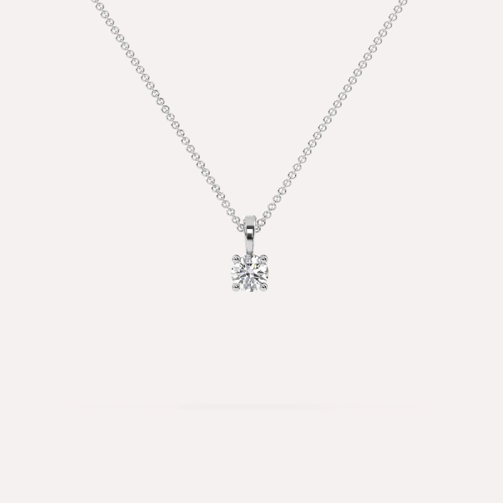 1/4 Carat Simple Solitaire Diamond Pendant Necklace In 14K White Gold