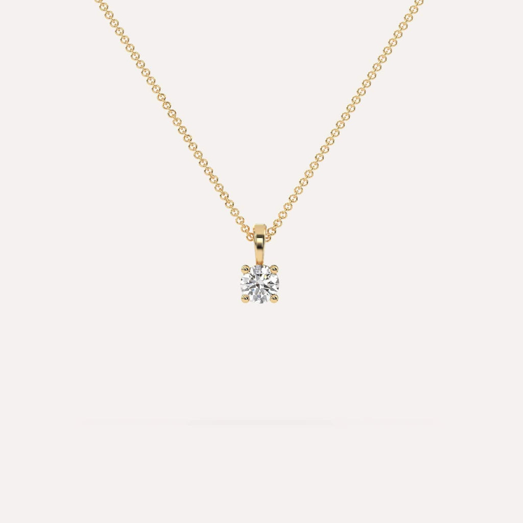 1/4 Carat Simple Solitaire Diamond Pendant Necklace In 14K Yellow Gold