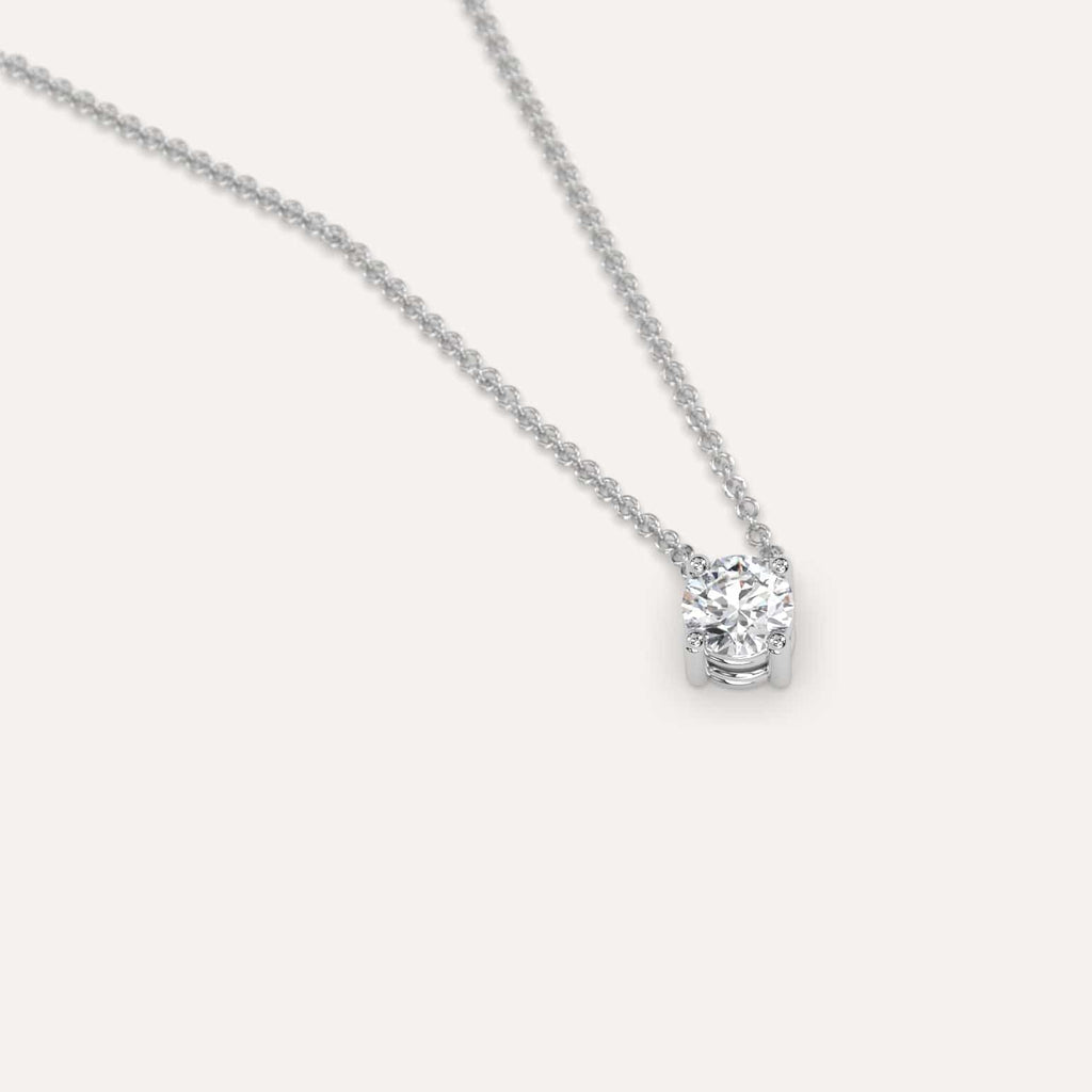 Simple Diamond Floating Necklace With Round Lab Diamond In White Gold
