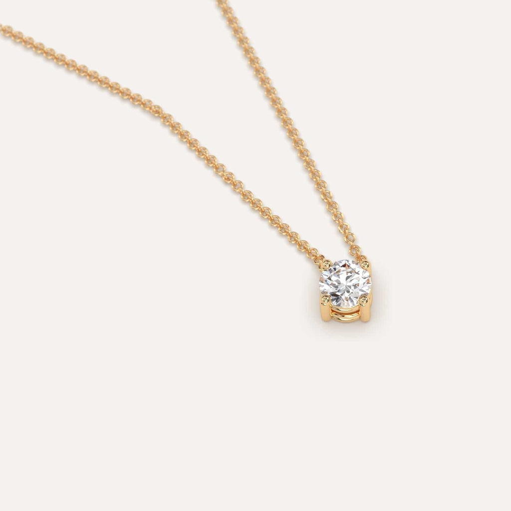 Simple Diamond Floating Necklace With Round Natural Diamond In Yellow Gold