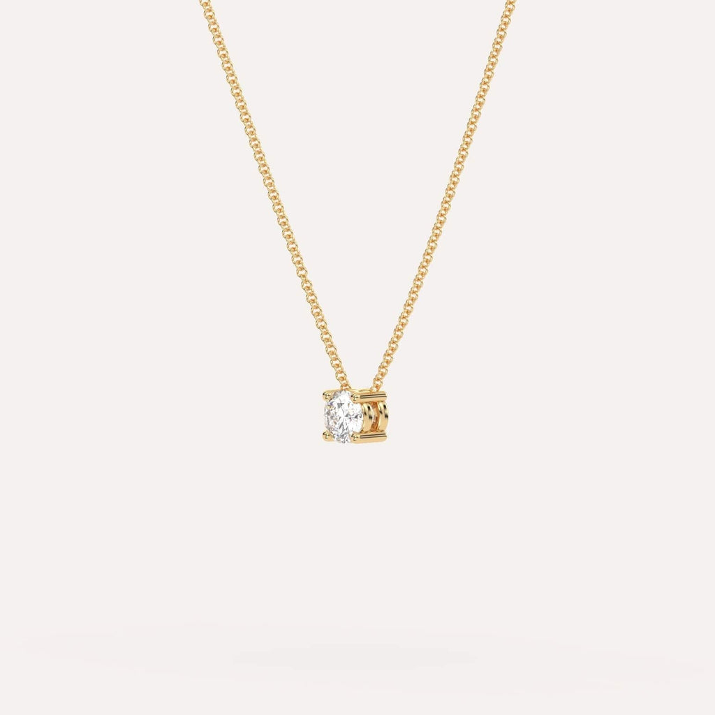 Yellow Gold Floating Diamond Necklace With 1/4 Carat Round Diamond