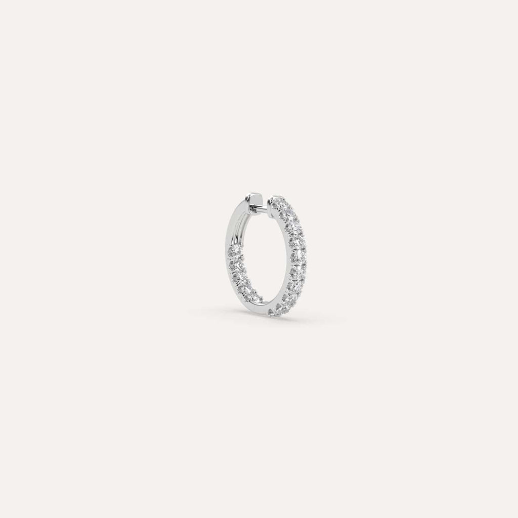 1/4 carat Single Diamond Hoop Earring, Lab Diamonds White Gold