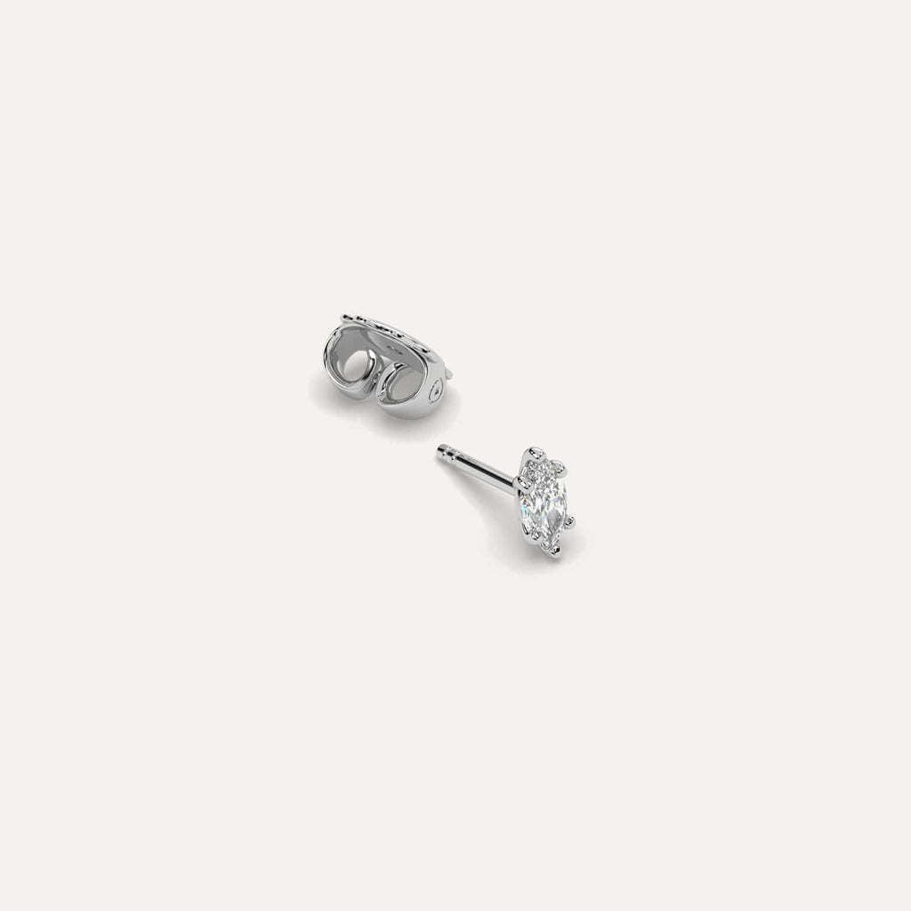 1/4 carat Single Marquise Diamond Stud Earring, Natural Diamonds White Gold