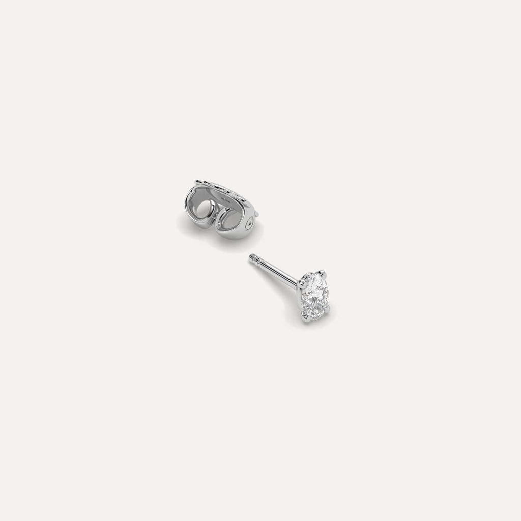 1/4 carat Single Oval Diamond Stud Earring, Lab Diamonds White Gold