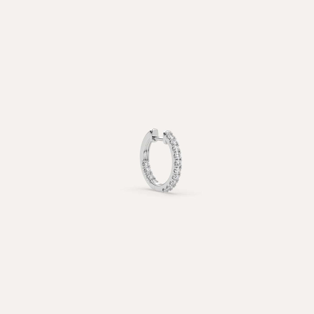 1/8 carat Single Diamond Hoop Earring, Lab Diamonds White Gold