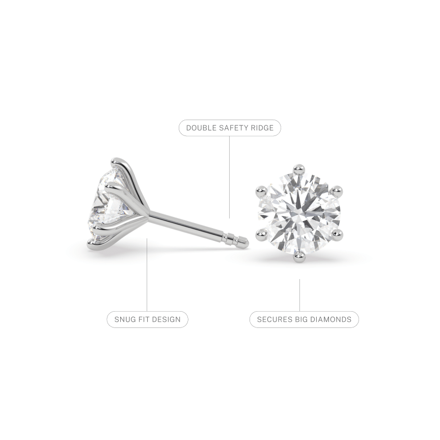 1.80 carat 6-Prong Diamond Stud Earrings
