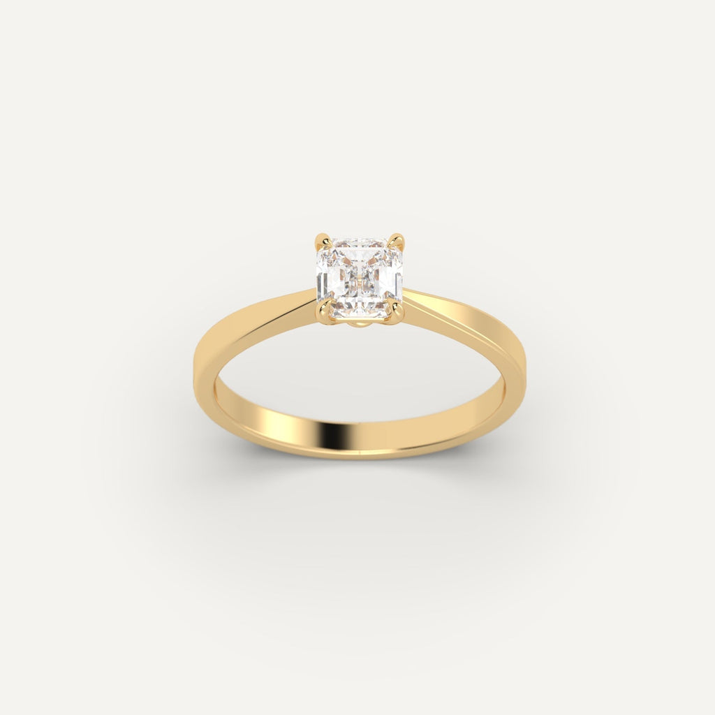 Yellow Gold 1 Carat Engagement Ring On Woman's Hand