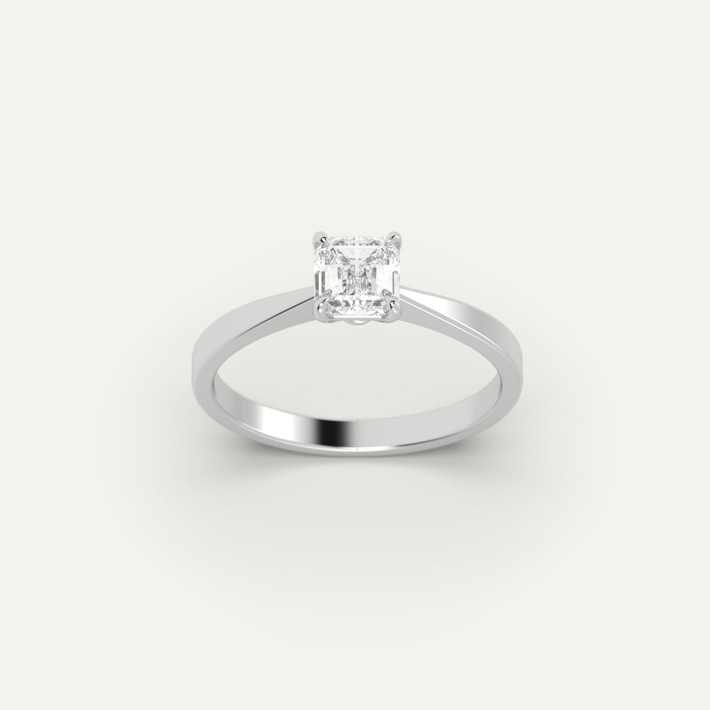 White Gold 1 Carat Engagement Ring On Woman's Hand