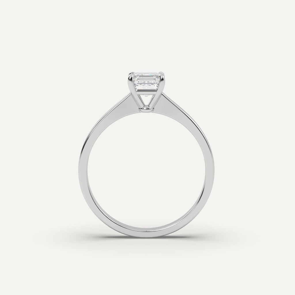 1 Carat Asscher Cut Engagement Ring In 14K White Gold