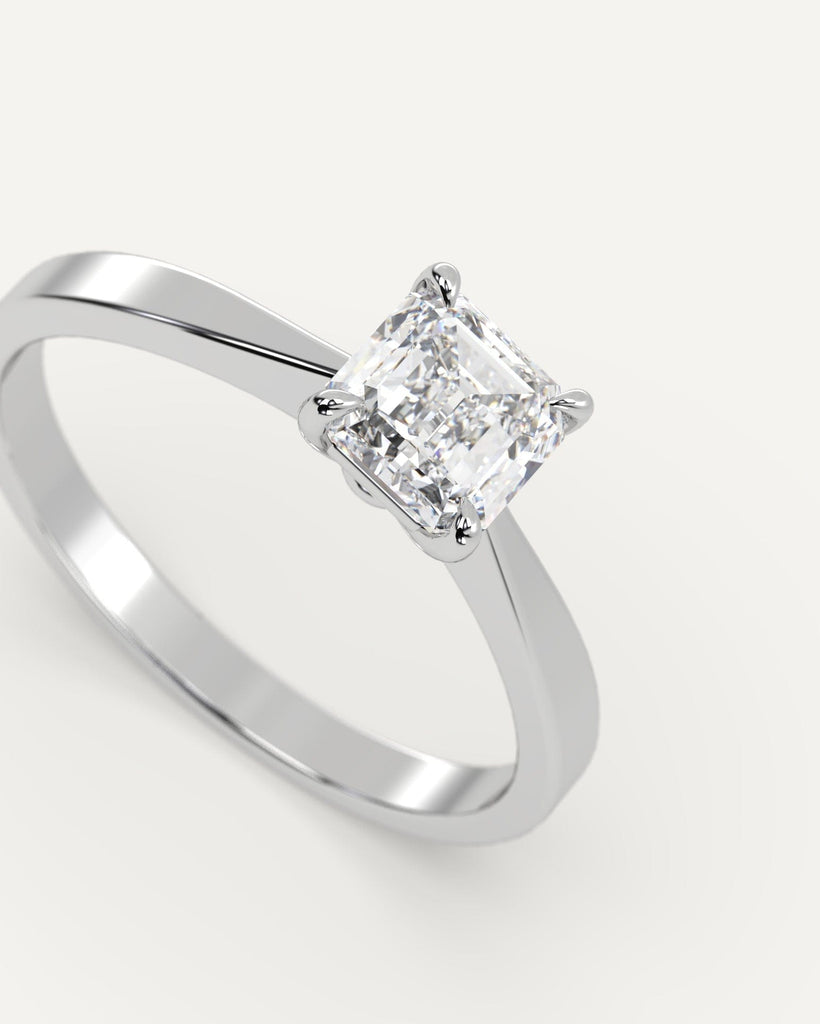 Cathedral Asscher Cut Engagement Ring 1 Carat Diamond