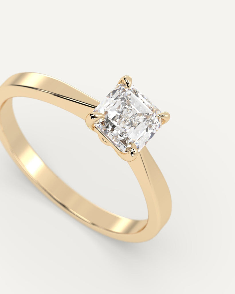 Cathedral Asscher Cut Engagement Ring 1 Carat Diamond