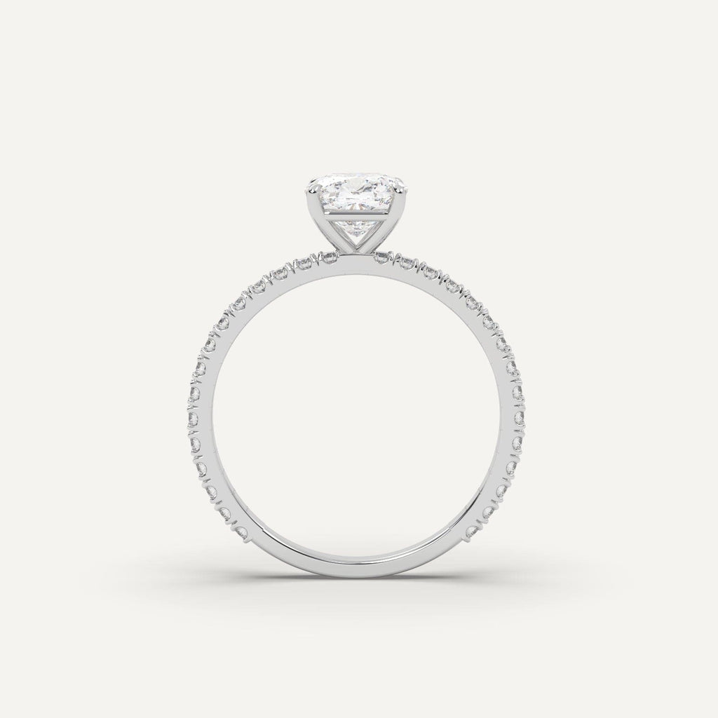 1 Carat Cushion Cut Engagement Ring In 14K White Gold