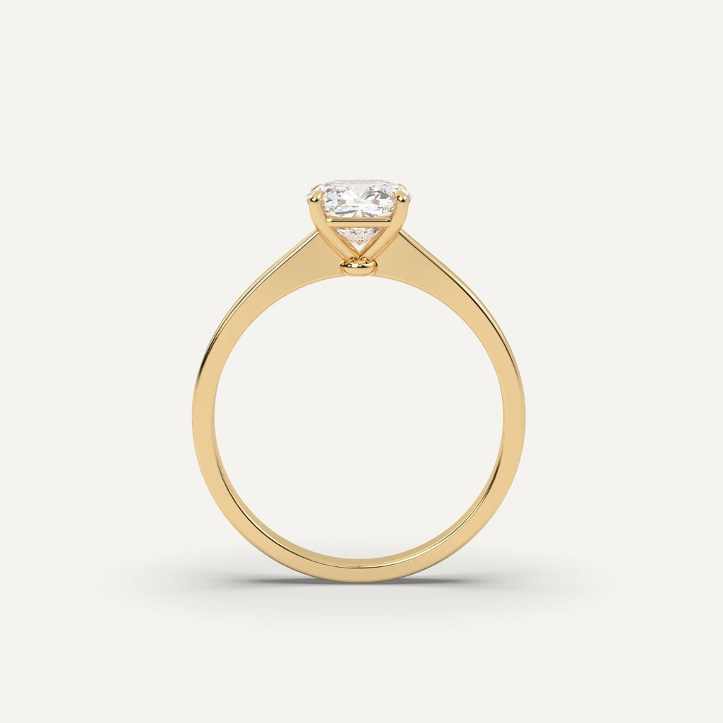 1 Carat Cushion Cut Engagement Ring In 14K Yellow Gold