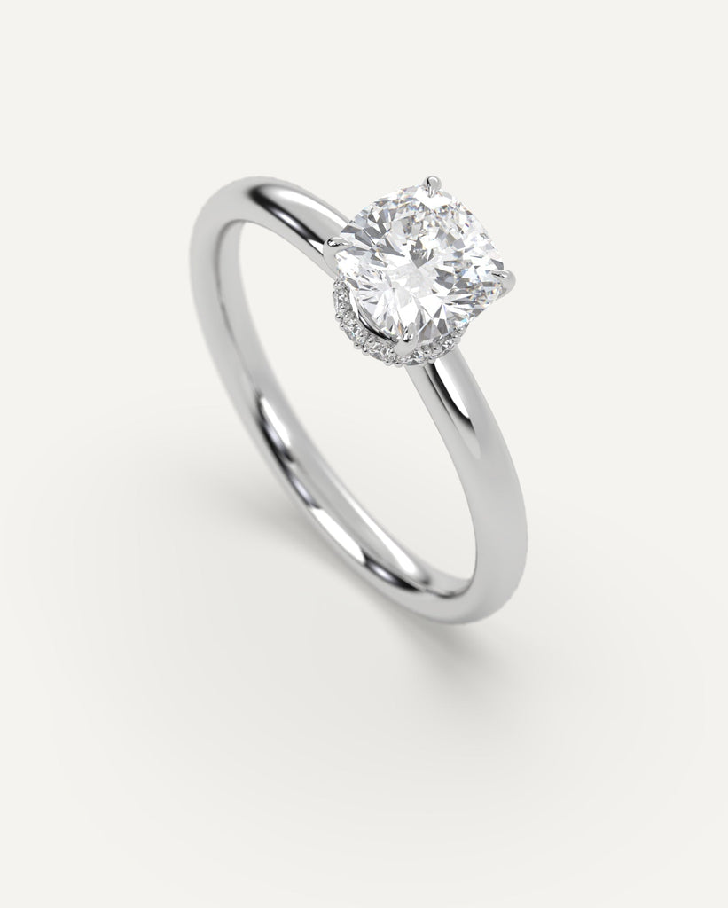 Hidden Halo Cushion Cut Engagement Ring 1 Carat Diamond